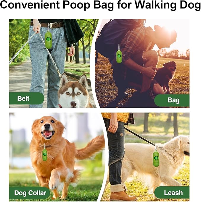 Dog Poop Bags With Dispenser, Strong and Leak-proof Waste Bags for Pets, Floral Scented, 270 Count (18 Packs of 15), 13 Inch x 9 Inch (Green)