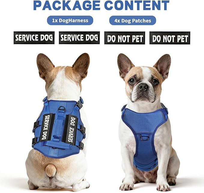 Escape Proof Dog Harness,Soft Padded Full Body Pet Harness,No Pull Tactical Working MOLLE Vest with 4 Pet Patches,Service Dog Vest Harness for Large Dogs Walking Hiking Training