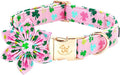 Elegant little tail St Patrick's Dog Collar with Flower Green Cute Colver Cotton Shamrock Pet Collar Trefoil Puppy Collar Flower Holiday Adjustable Cotton Pet Collar for Small Medium Large Dogs