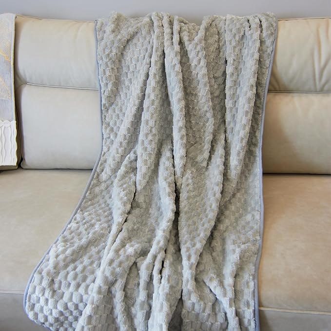 Water Resistant Blanket for Bed Couch Sofa, Cat/Dog Blanket Waterproof Washable, Small Cozy Reversible Furniture Protector, Leakproof Throw (40"x60", Glacier Gray/Cloud Gray)