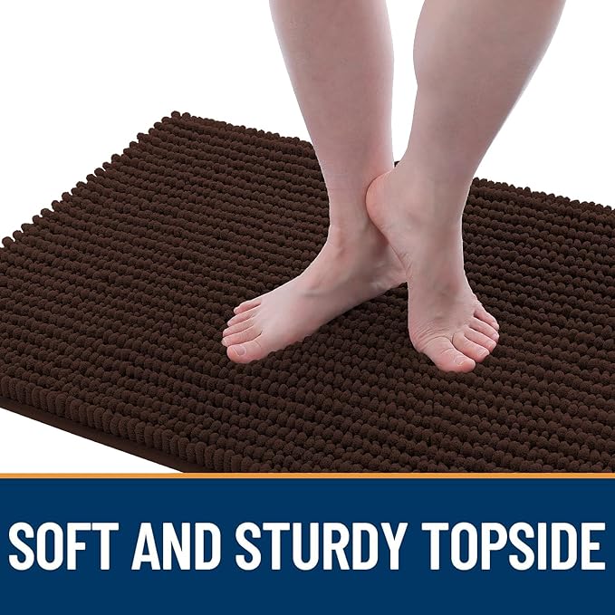 OLANLY Dog Door Mat for Muddy Paws 44x32, Ultra Absorbent Chenille Mud Doormat, Non-Slip Washable and Dirt Trapping Doormat for Indoor Entryway, Quick-Dry Indoor Pet Bed Mats for Dogs, Brown
