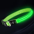 PetIsay Dog Light up Collar for Night Walking - High Visibility LED Dog Collar - Rechargeable - Waterproof - Reflective - Adjustable Lighted Glow Collars(Green, XLarge)