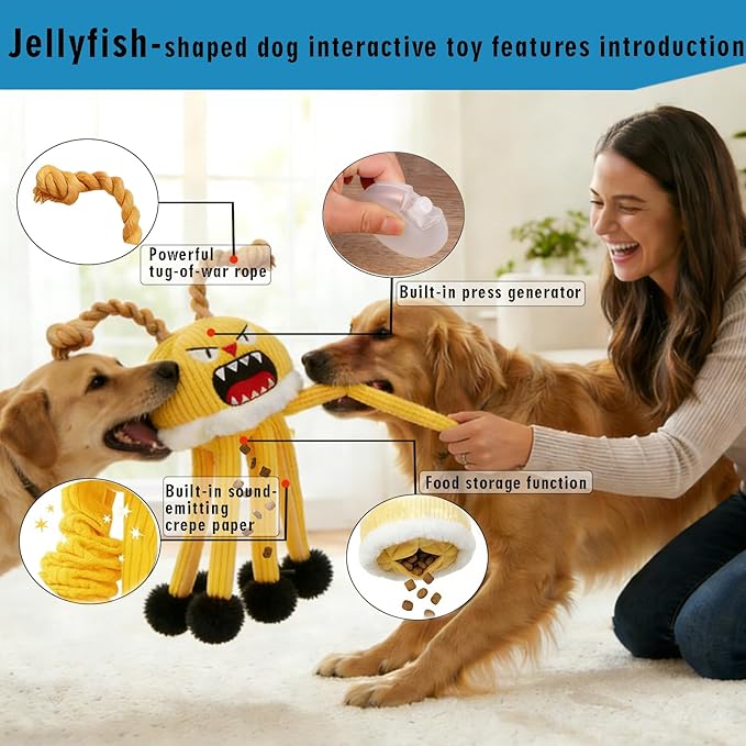 Interactive Dog Toys for Large and Small Dogs, 2PC Dog Chew Toys, Dog Squeak Toys-No Stuffing Dog Toys for Puppy Teething, Dog Puzzle Toy and Dog Toys to Keep Them Busy (2)