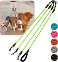 Three Dog Leash No Tangle Triple for 3 Dogs,360 Swivel No Tangle Walking Leash for 3 Dogs with Reflective for Large Medium Small Dogs (Green, 3 Way)