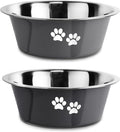 Stainless Steel Dog Bowls, Nonslip Rubber Bottom No Spill Proof Skid Metal Insulated Dog Bowls for Large Medium Small Breed Dogs (Grey, 6.6 Cups/53 OZ)