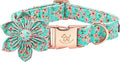 Elegant little tail Dog Collar, Spring Pet Collar with Flower Dog Durable Pink Flower Print Dog Collars Girl Pet Gift Adjustable Dog Collar for X-Small Dogs