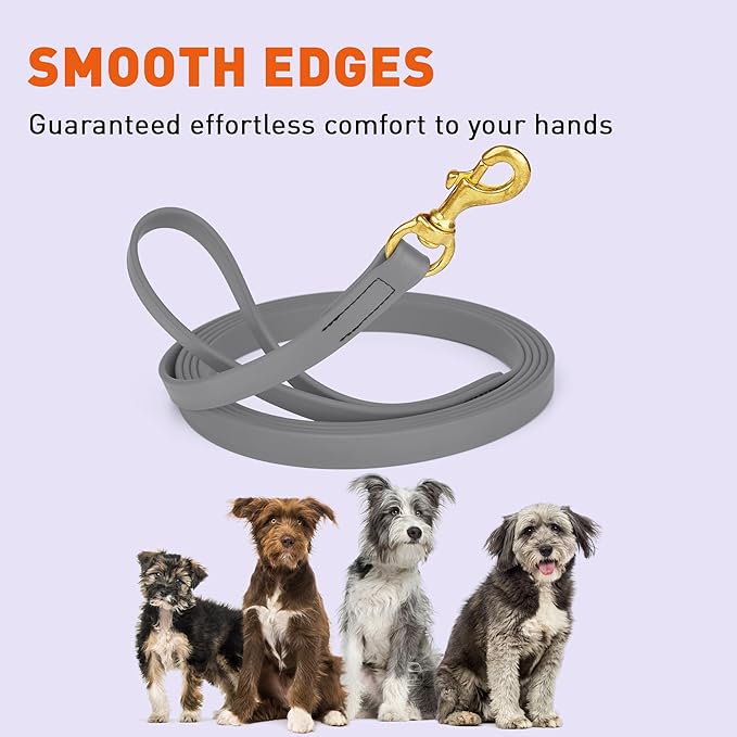 Viper Biothane K9 Working Dog Leash Waterproof Lead for Tracking Training Schutzhund Odor-Proof Long Line with Solid Brass Snap for Puppy Medium and Large Dogs, 20ft Battleship Gray