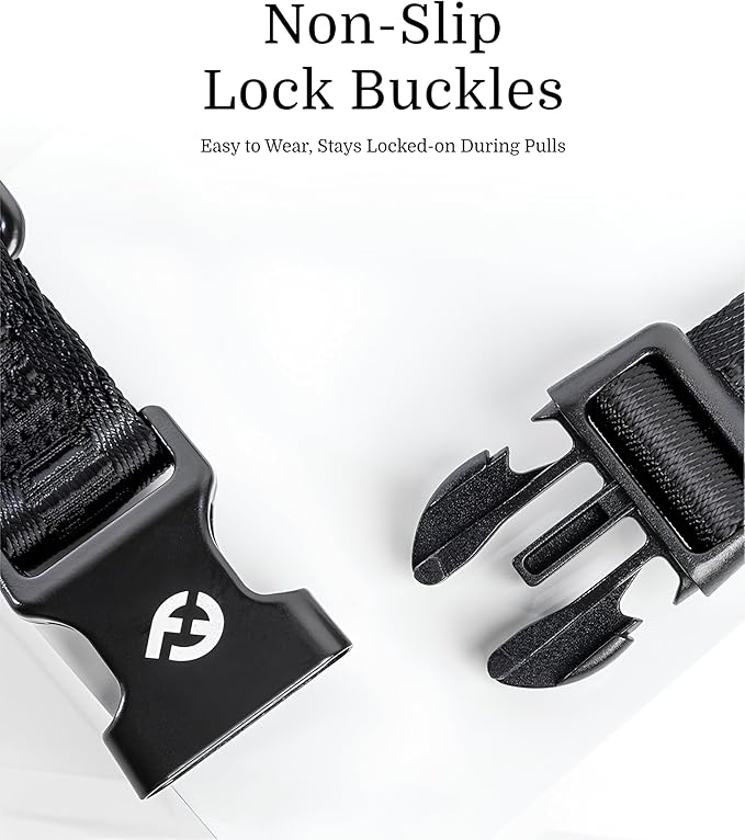 2026 New Edition, Fei & Eve Classic Dog Collar - Quick Release Metal Buckles | Fur-Safe | Premium 210D Nylon | 450LB Escape-Proof | Adjustable Fit | Large (Black)