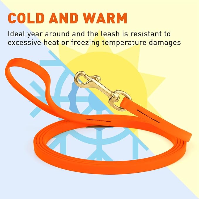 Viper Biothane Working Tracking Lead Leash Long Line for Dogs 2 Colors and 6 Sizes, Hunter Orange