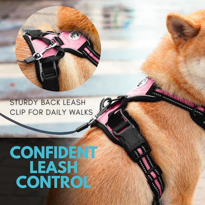 Ziggy Pet Dog Harness Adjustable Nylon Mesh Vest with Leash Clips (Pink, Extra Large)