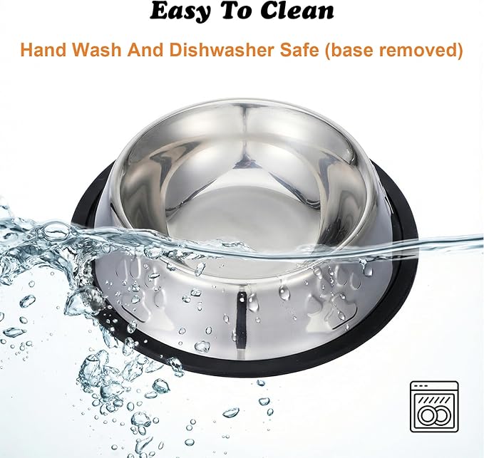 12 Pack Stainless Steel Pet Bowls with Non-Slip Base - 7oz Small Dog & Cat Feeding Bowls, Shallow Metal Food and Water Dishes for Kittens, Puppies, Rabbits (Silver)