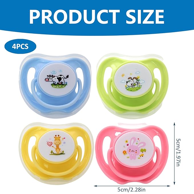4Pcs Kitten Pacifier, Cute Safe Silicone Puppy Pacifier with Dust Cover, Soothing Companions Dog Chew Toys, Essential Teething Pet Supplies