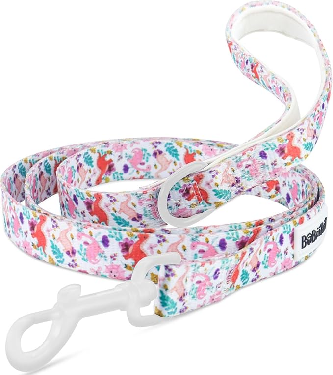 5 FT Stylish Dog Leash, Soft Dog Leashes with Comfortable Padded Handle, Metal Carabiner Clip, Strong No Pull Pet Leash for Small Medium Dogs for Walking, Shopping and Running