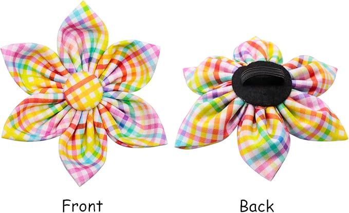 Lionet Paws Easter Dog Collar with Flower - Colorful Cute Cotton Flower Dog Collar with Metal Buckle for Large Dog Girl, XL, Neck 16-26in