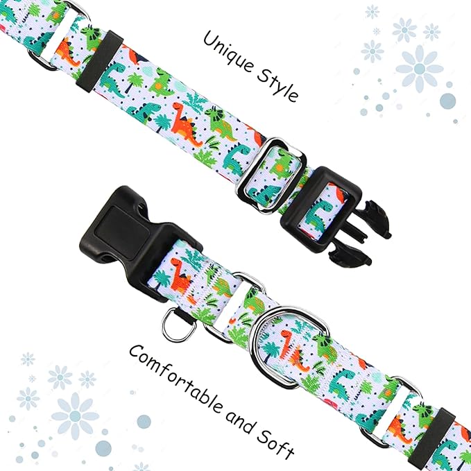 Martingale Dog Collars with Buckle No Pull Training Dog Collar for Large Dogs (Green Dinosaur, Large)
