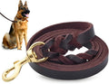 Genuine Leather Dog Leash - Heavy Duty Dog Training Leashes for Large Breed Dogs and Medium Dogs - 4FT / 5FT / 5.6FT Long with Color Black and Brown