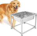 2 Gallons Large Elevated Dog Water Bowl - 11.5''H Durable Stainless Steel Raised Dog Bowl with Stand for Large Dogs, Easy to Clean and Assemble for Indoor Outdoor