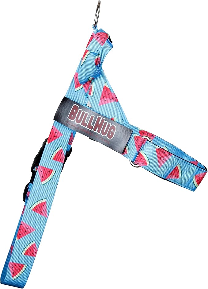 BULLHUG Adjustable Dog Harness– No Pull, No Choke – for English Bulldogs, French Bulldogs, Pugs & Broad-Chested Breeds – Easy, Safe Walks (Watermelon, Large)
