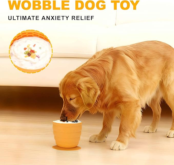 Treat Dispensing Dog Toy, Interactive Puzzle Feeder, Stuffable Chew Toy for Boredom, Enrichment Frozen Treat Dispenser, Yellow, Medium