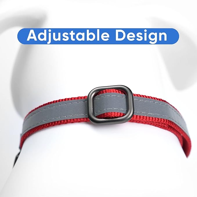 Pawtitas Customized Martingale Dog Collar Reflective Reflective Dog Collar Embroidered Personalized Name Phone Number Adjustable for Puppies Small Medium Large Size Dogs Medium Red