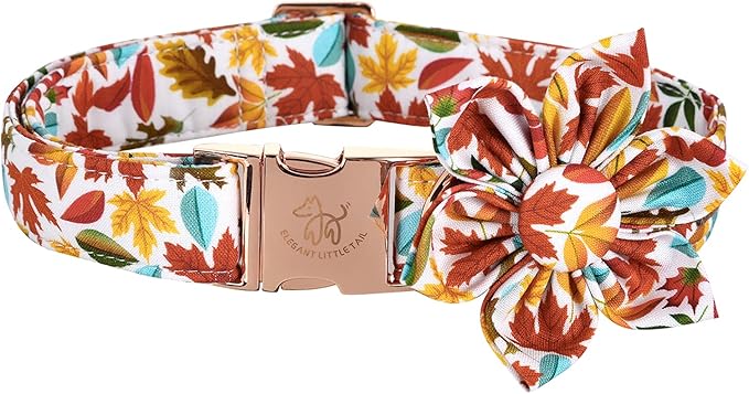 Elegant little tail Flower Dog Collar for Female or Male Dogs, Fall Pet Collar Adjustable Dog Collars with Flower Gift for X-Large Dogs