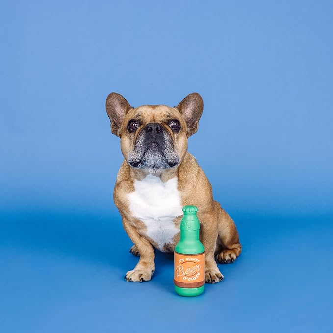 Fringe Studio Beer O'CLOCK Rubber Dog Toy with Plush Exterior, Pet Shop Collection (519025)