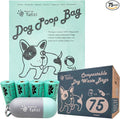 Home Compostable Dog Poop Bags with Holder, Plant-Based Dog Waste Bags, Extra Thick & Leak Proof, Unscented Flat Bags, Eco-Friendly 9 x 13 Inches, 75 Count