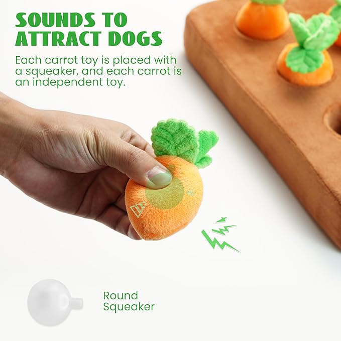 Nocciola Enrichment Carrot Dog Toys, 12PC Carrots & Farm Snuffle Mat for Hide and Seek Snuffle Toys for Small and Medium Dogs, Easter Dog Toy