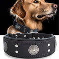 Leather Dog Collar, 2 inches Wide Heavy Duty Genuine Leather Collars, Handmade, Soft, and Luxury, Eye-catching Best Choice for Large and Medium Breed Dogs, Black 15-19 ins