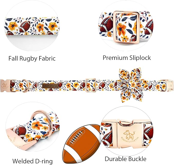 Elegant little tail Fall Dog Collar, Halloween Pet Collars with Bow Cute Pumpkin Print Puppy Collar Female or Male Cotton Adjustable Collars for Small Medium Large Dogs