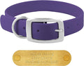 Regal Dog Products Small Purple Waterproof Dog Collars with Custom Engraved Name Plate | Vinyl Coated, Anti, Easy to Clean Personalized Biothane Dog Collar - Other Sizes for Medium & Large Dogs