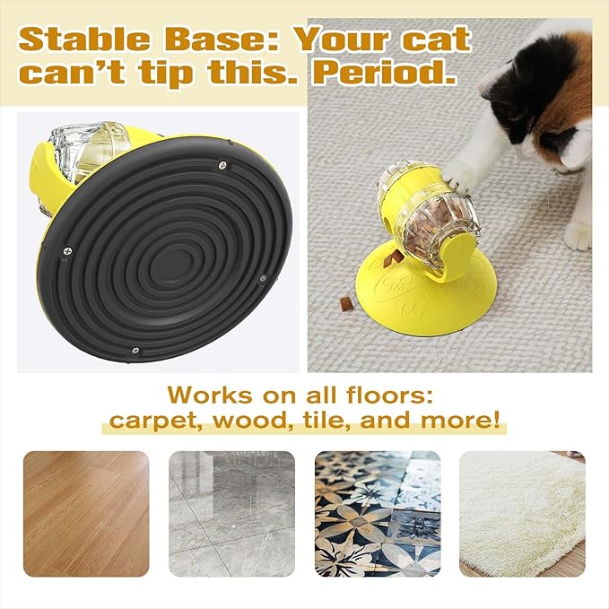 Cat Roll Feeder, Interactive Cat Toy & Dog Toys, Treat Dispenser for Indoor Cats, Small Dogs, Puppies, Slow Feeder, Enrichment Toy for IQ Training, Mental Stimulation, Relieve Boredom, Gifts (Yellow)