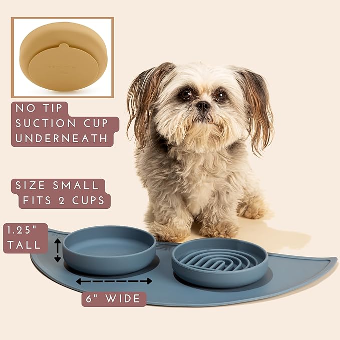 Should We Go? Dog Water Bowl - The Perfect Dish No-Spill, Less Mess Non-Tippable Water & Food Bowl, Silicone with Suction Cup, Fits 2 Cups 6” Across x 1.25” Tall, Ideal for All Pets, Small-Terracotta