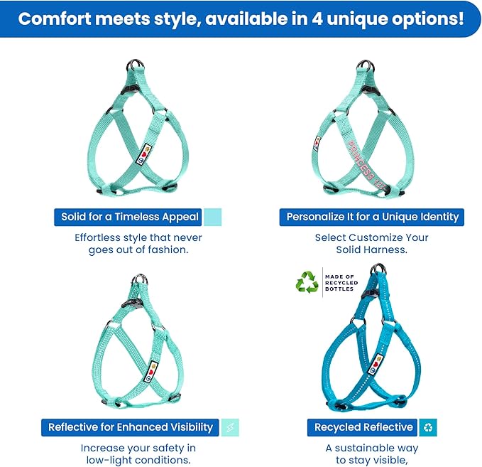 Pawtitas Solid Step-in Dog Harness – Adjustable No-Pull Vest for Puppies to Seniors, Safe & Comfortable M Teal