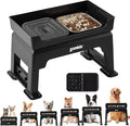 3-in-1 Elevated Dog Bowls Dual Layer - Mess Proof 6 Heights Adjustable Raised Dog Bowl Stand 6"-16", with 2L No Spill Stainless Steel Water Bowls, Slow Feeder Plate for Medium, Large Pets