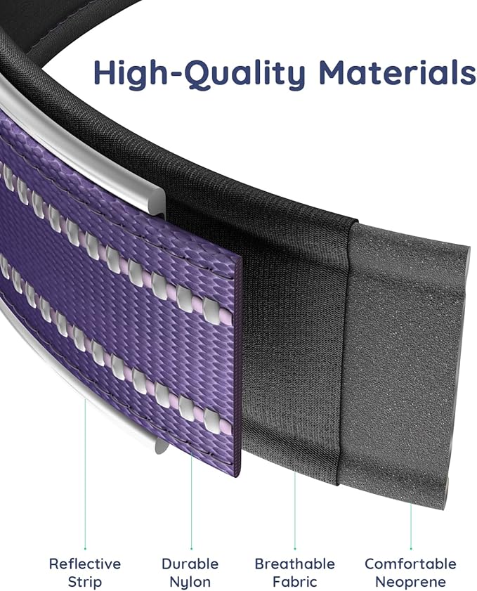 Upgrade Airtag Dog Collar,with IPX8 Waterproof AirTag Holder | Reflective Ultra-Durable | Soft Padded | Lock Buckle | Heavy Duty | Fit Small Medium Large Dogs（Purple，M(15"～19")）