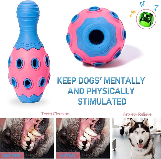 Tough Dog Chew Toys for Aggressive Chewers Large Breed Small Breed, Treat Dispensing Dog Puzzle Toy, Interactive Dog Squeak Toy Anxiety Relief Teething Toy