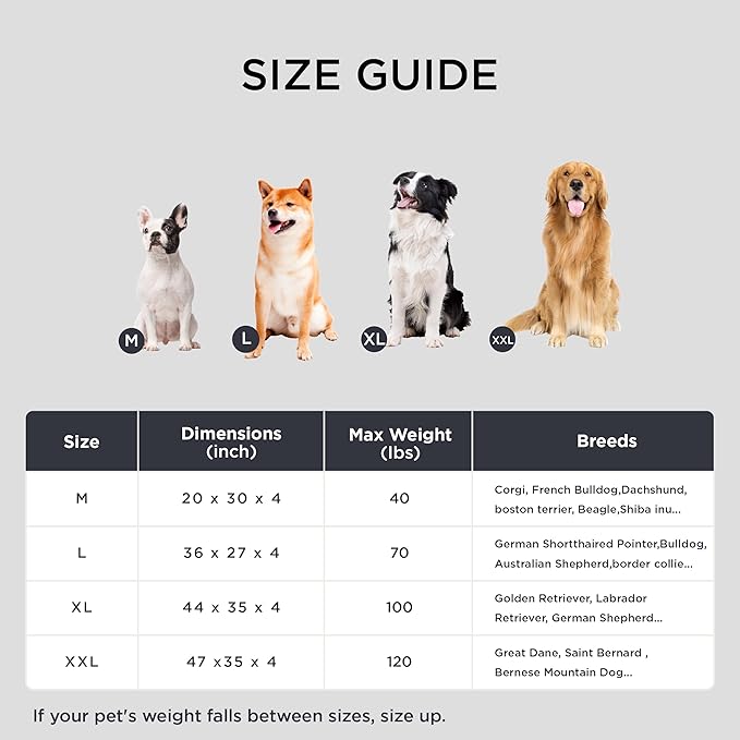 Bedsure Extra Large Dog Bed - Washable Giant Pet Bed Mattress with Oxford Fabric, Water Resistant Flat Pet Pillow Bed for XL Dog Crate, 44x35x4, Grey