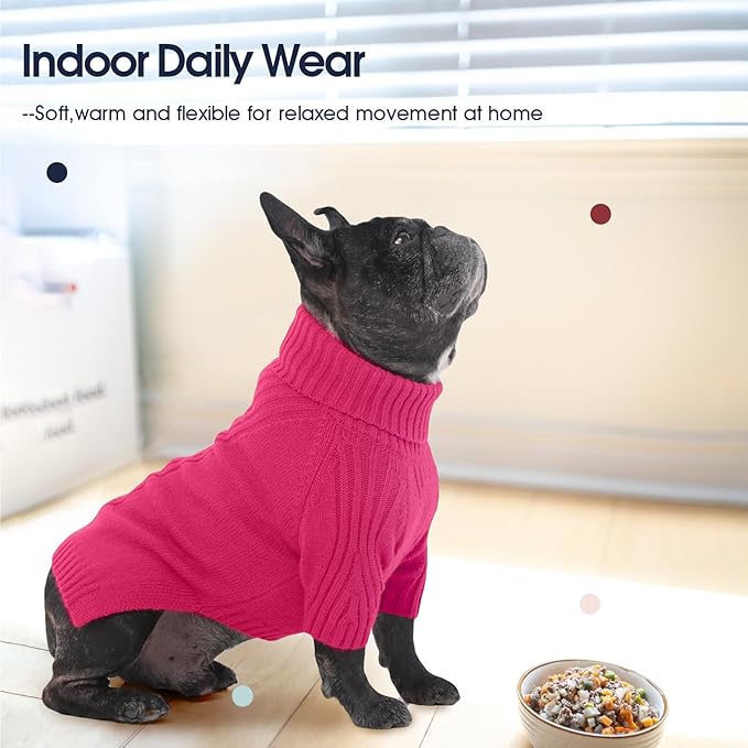IECOii XXXL Dog Sweater,Warm Dog Sweaters for Extra Large Dogs Girl Boy,Stretchy & Cozy,Turtleneck Knitted Pullover for Pet Wear On Holiday,Easy On Doggy Sweatshirt for Labrador (Rose red,XXXL)