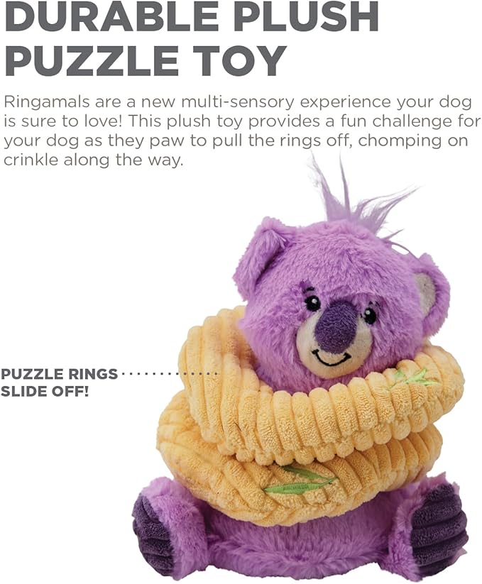Charming Pet Ringamals Koala Interactive Plush Dog Toy Puzzle Medium
