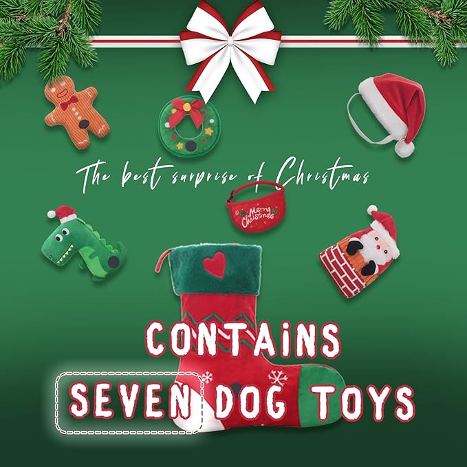 Laifug Christmas Dog Toys, containing rustling Paper Pieces to Attract Pets, Interactive Plush chew Toys Suitable for Small, Medium and Large Dogs, Relieving Canine Anxiety.