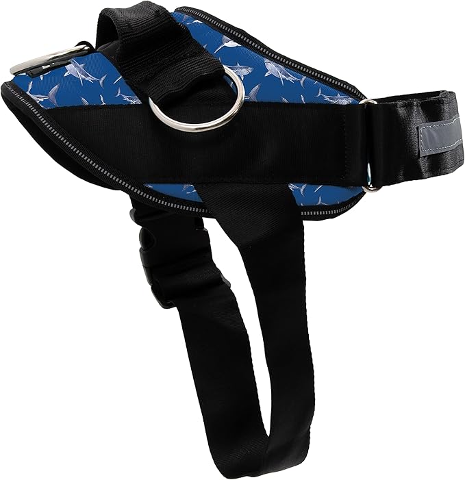 ShawnCo Essential Dog Harness, No-Pull Pet Vest with 3 Leash Clips, No Choke, Reflective, Adjustable and Padded, for Easy Walking and Training for Small, Medium and Large Dogs (White Sharks, M)