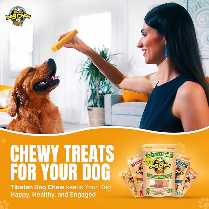 Tibetan Dog Chew 2 lb Yak Cheese Sticks - Natural, Handmade, Long-Lasting Treats for Small Dogs & Puppies, No Additives, Rawhide and Grain Free, Ideal for Aggressive Chewers, Easy to Digest, Bulk
