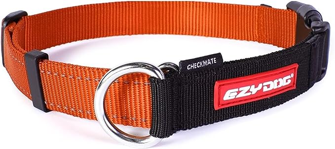 EzyDog Checkmate Martingale Collar for Dogs – Premium Nylon Training Dog Collar for Easy Control with no Choking (Large, Orange)