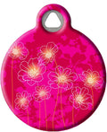 Dog Tag Art Cute Flower Custom Pet ID Tag for Dogs and Cats, Personalized Dog Tag with Customized Identification Information, Pink Garden, Small (7/8" Diameter)