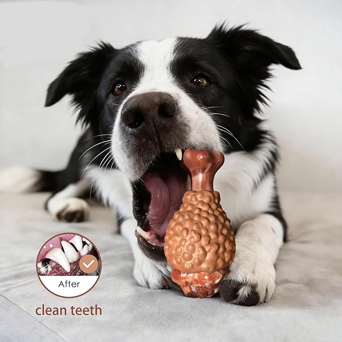 Dog Toys for Aggressive Chewers, Nylon Rubber Brown Chicken Legs Dog Toy, Durable Interactive Chew Toys for Medium & Large Dogs