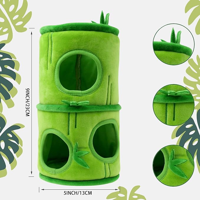 Dog Hide and Seek Toys Puppy Chew Squeaky Toys Plush Mushroom&Bamboo&Shell Hideout Stuffing with Squeakers Animals (Bamboo Hideout with 5 Panda)