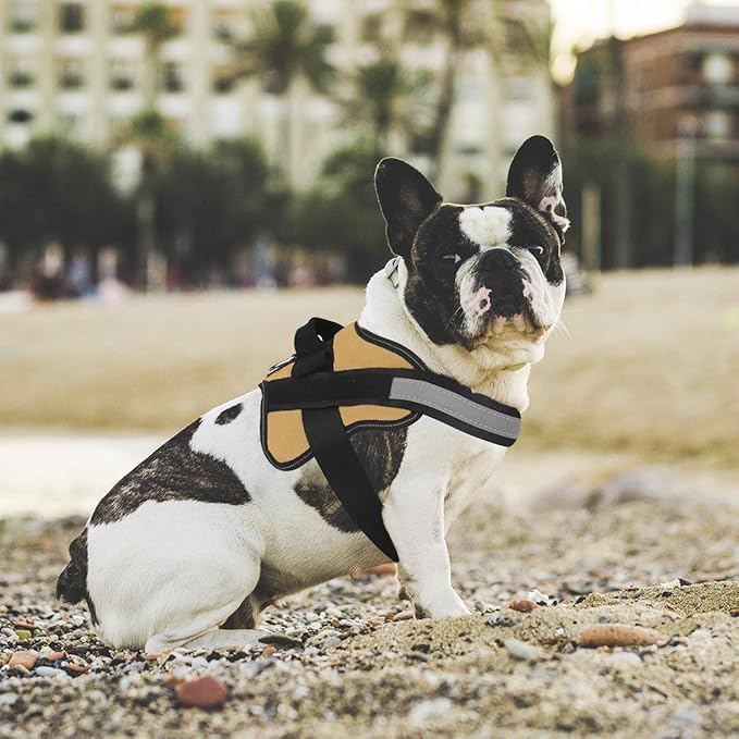 Bolux Dog Harness, No-Pull Reflective Dog Vest, Breathable Adjustable Pet Harness with Handle for Outdoor Walking - No More Pulling, Tugging or Choking ( Army Yellow, M )