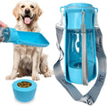 Portable Dog Water Bottle - 2-in-1 Dog Travel Water Bottle with Food Container & Bowl Dispenser, Leak-Proof, Lightweight, Ideal for Dog, Cat Walking, Hiking, Travel - 8 oz, Blue