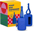 Dog Poop Bag Dispenser with 15 14" Bags Capacity – Blue Silicone Dog Poop Bag Holder for Leash | Durable, Portable & Refillable Waste Bag Case | Only Fits Waste Happy bags